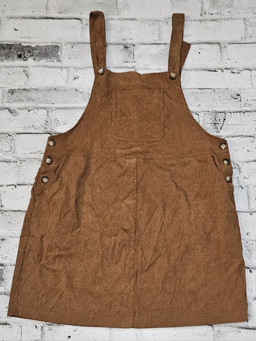 Shein Curve Brown Corduroy Overall Dress Pinafore Jumper Plus Size 2XL